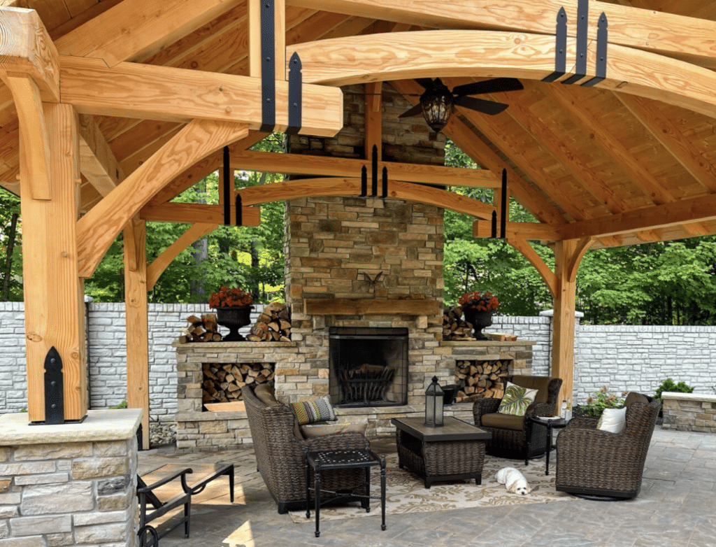 Make a Bold Rustic Statement with A Timber Frame Pavilion