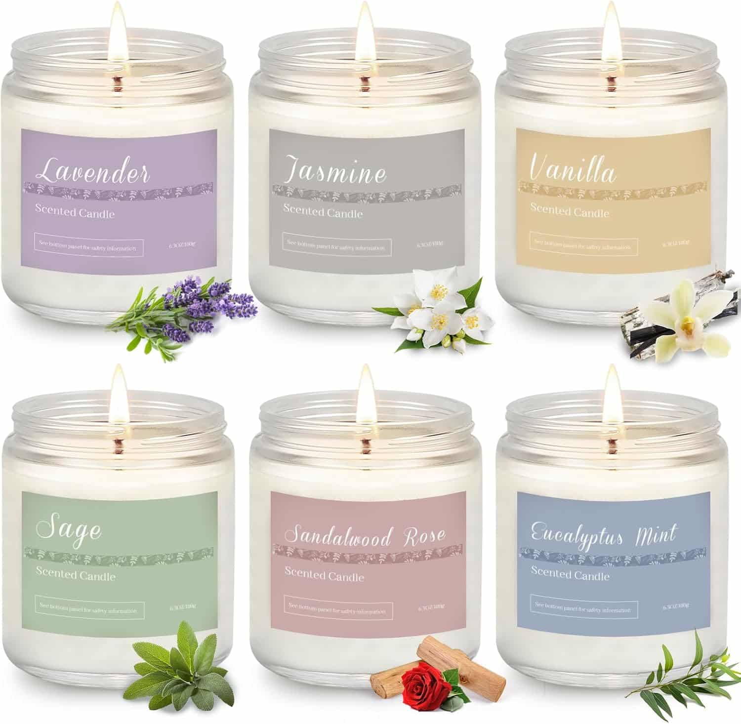 6 Pack Candles for Home Scented Aromatherapy Candles