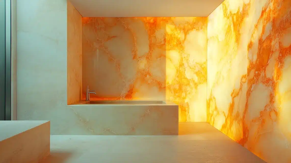 Backlit Marble and Onyx Bathroom