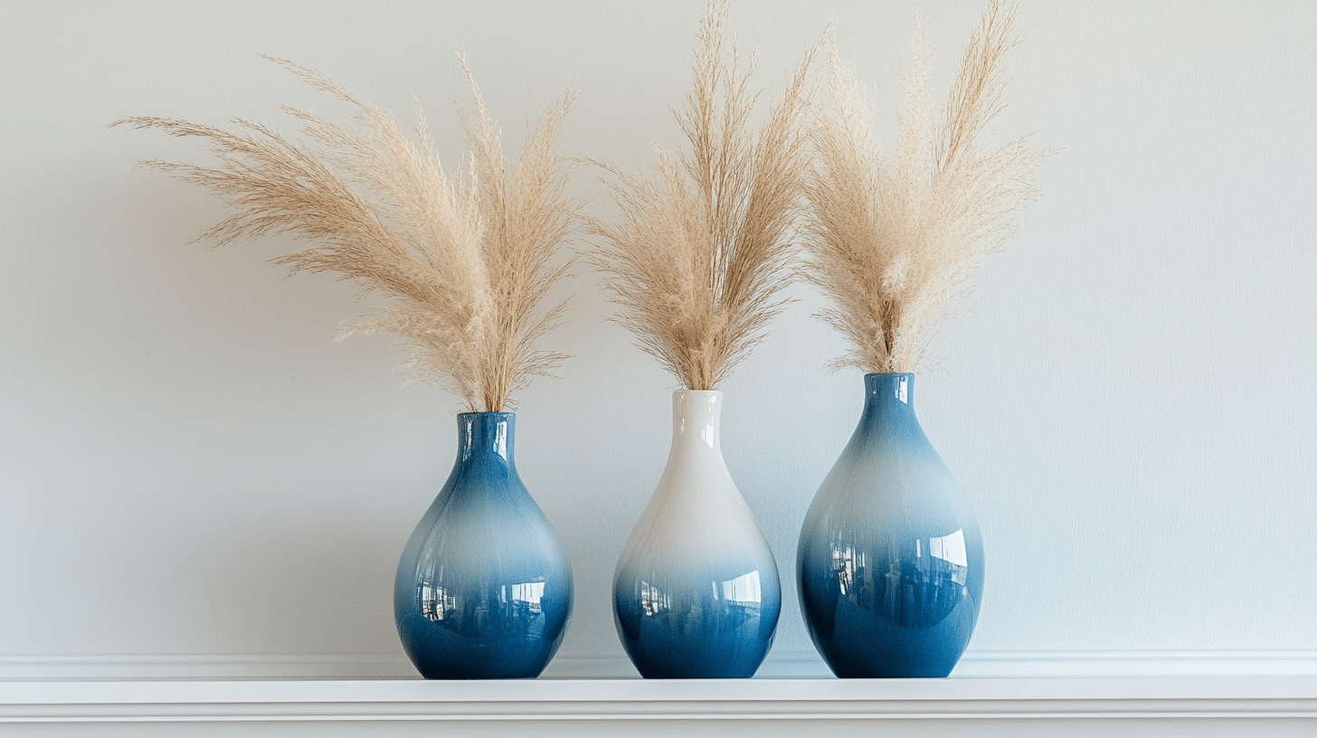 Coastal-inspired blue and white vases