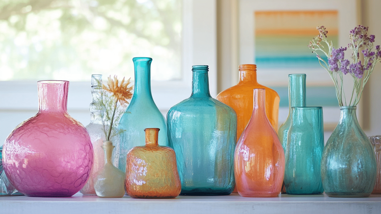 Colorful glass bottles