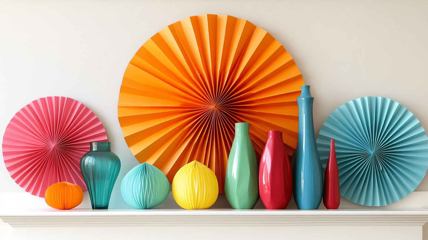 Colorful paper fans