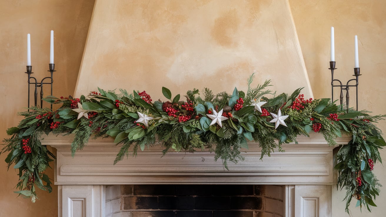 How to Hang Garland on Your Mantel