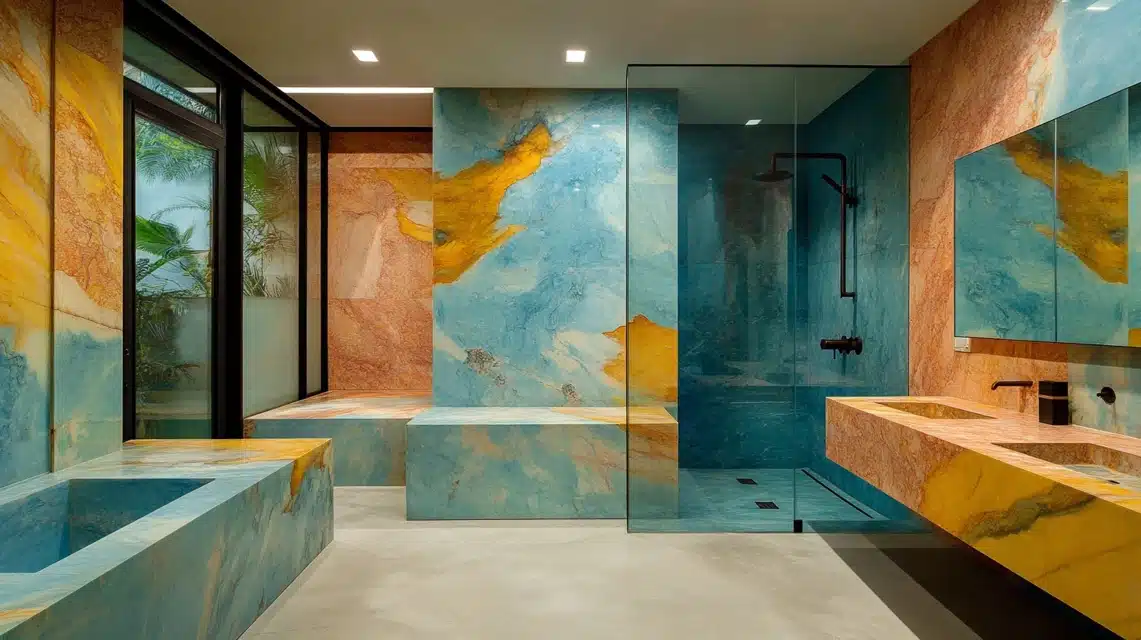 Marble Bathroom with Exotic Colors