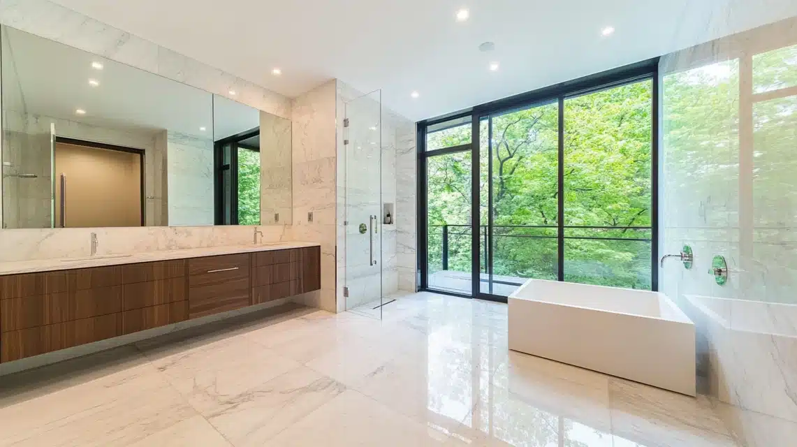 Marble Bathroom with Large Tiles