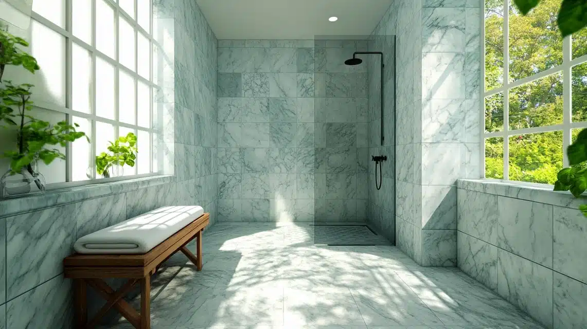 Marble Shower Room Without Glass