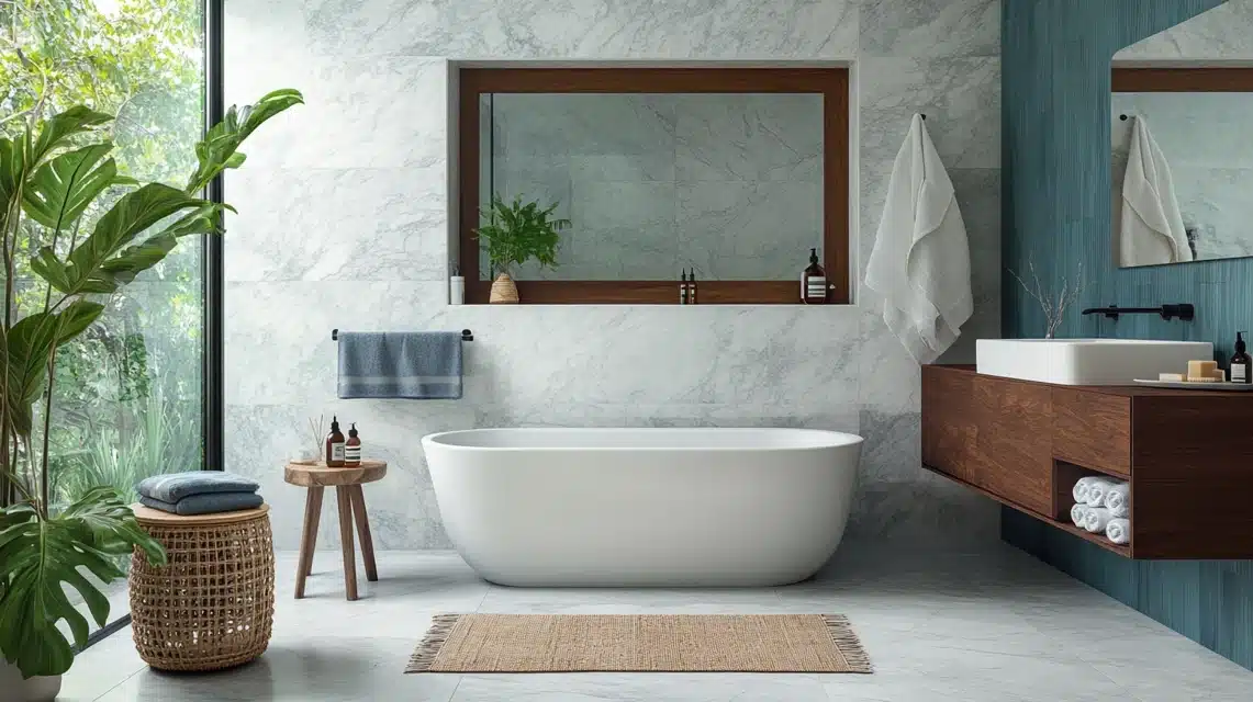 Modern Marble Bathroom with Matte Finish