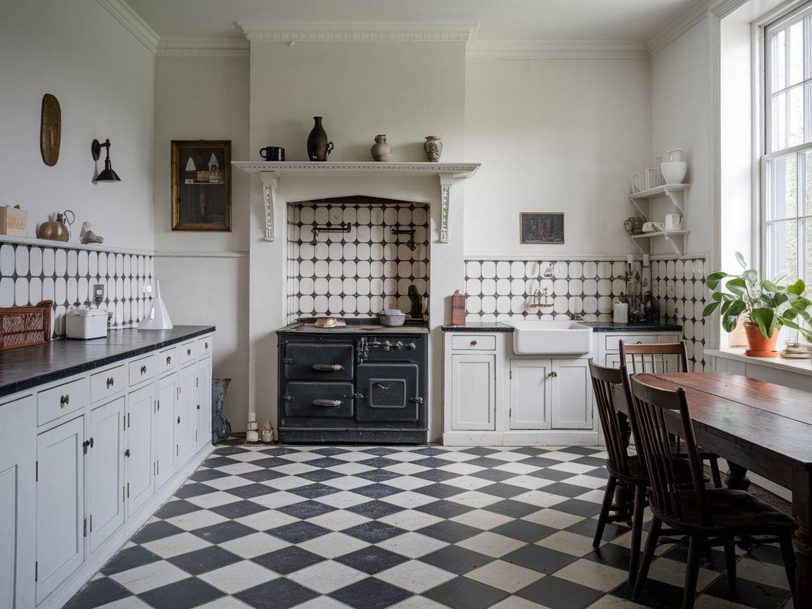 Monochrome Victorian Kitchen