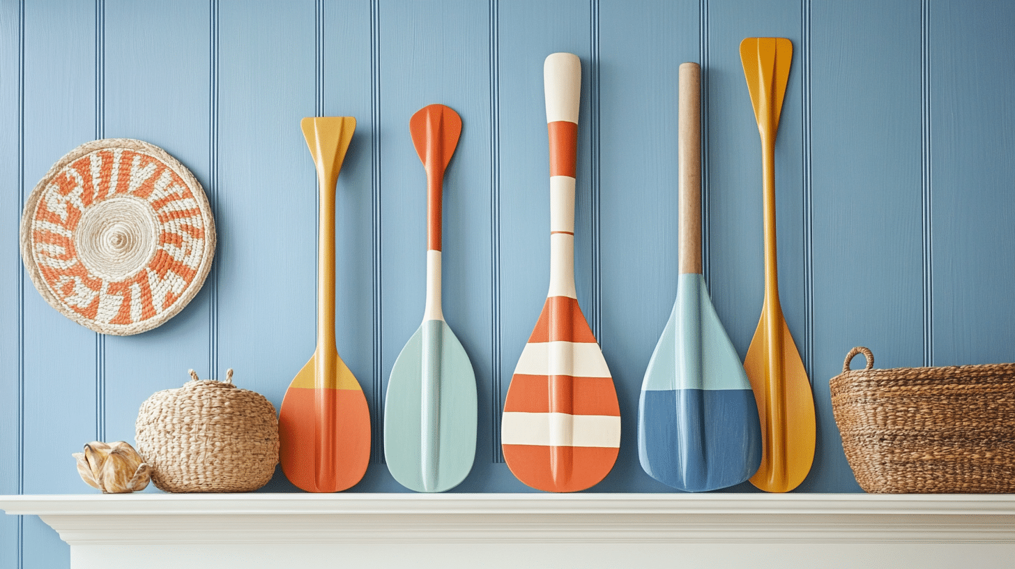 Painted oars or paddles