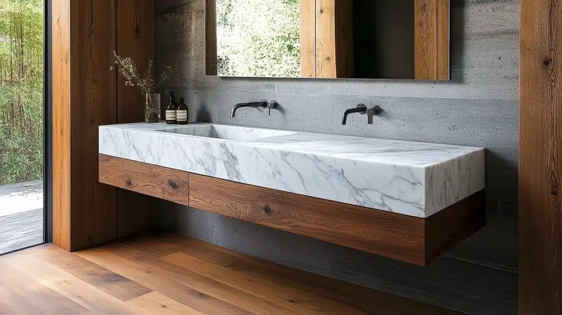 Suspended or Wall-Mounted Marble Sink