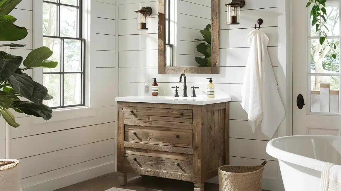 Bring in Texture with a Rustic Vanity