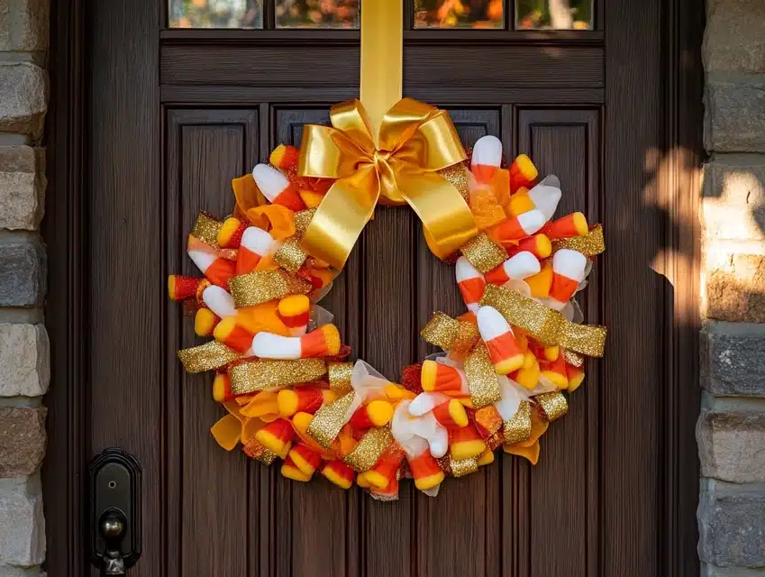 Candy Corn-Themed Wreath