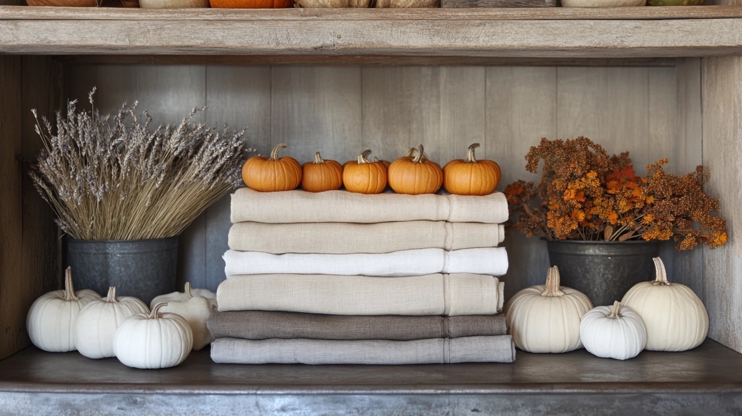 Linen and Pumpkin Stack