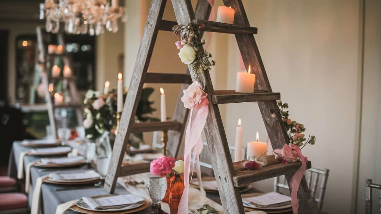 Mini Wooden Ladder with Flowers