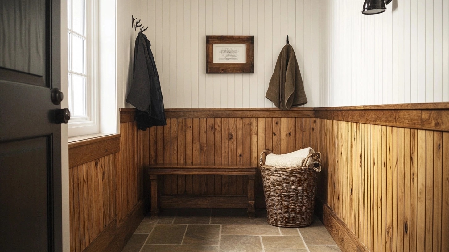 Rustic Wood-Stained Beadboard