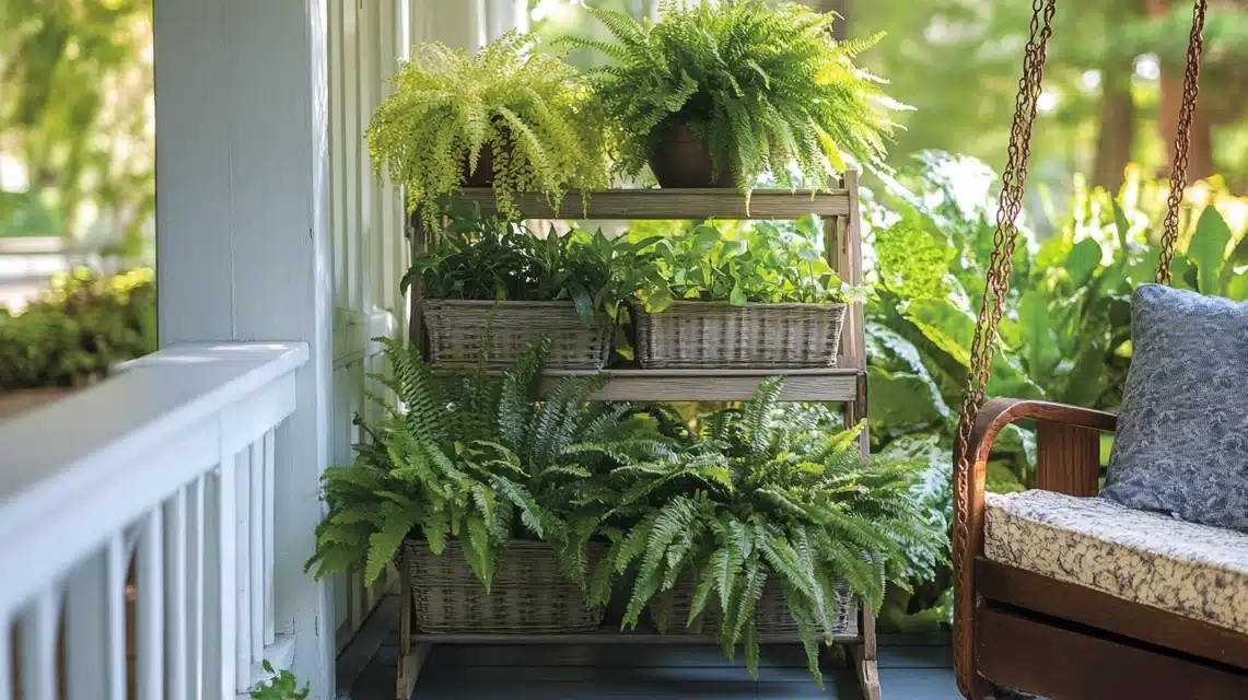 Tiered Plant Stand with Ferns