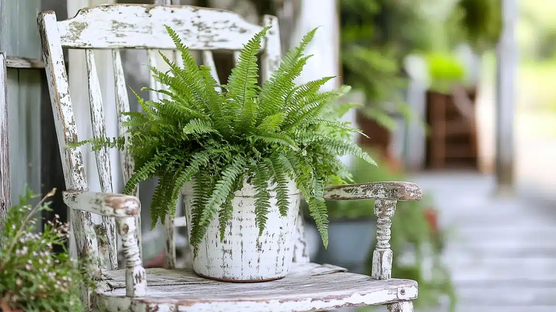 Vintage Chair Planter with Ferns