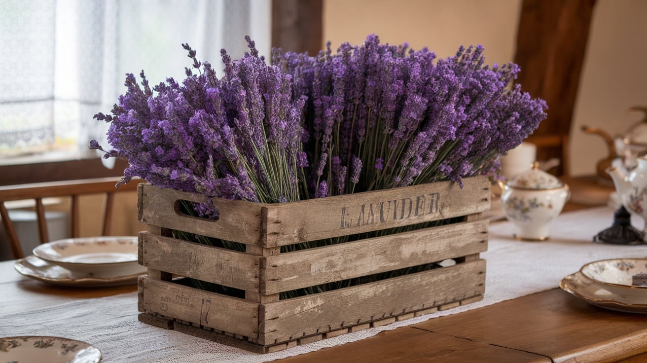 Wooden Crate with Lavender