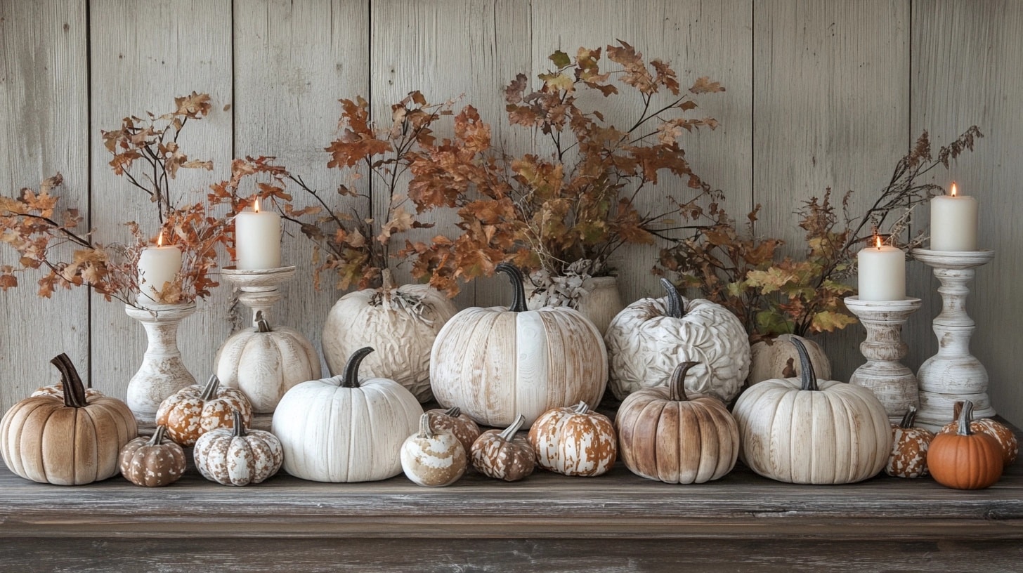 Wooden Pumpkin Scene