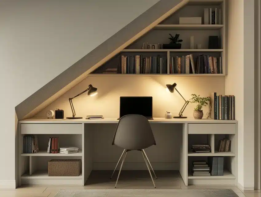 Built-In Desk Under the Stairs