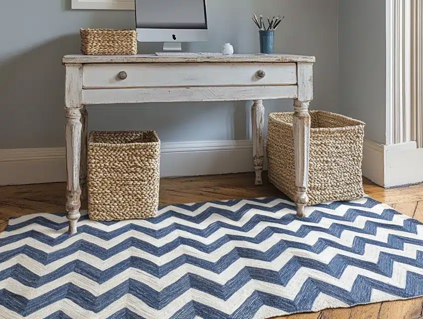 Chevron Striped Dhurrie Rug