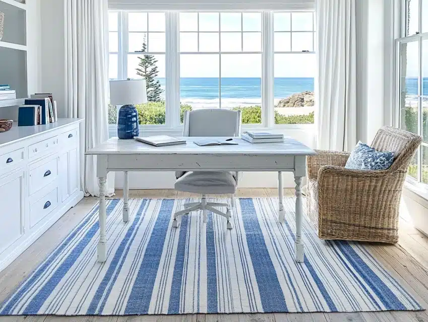 Coastal Blue and White Rug