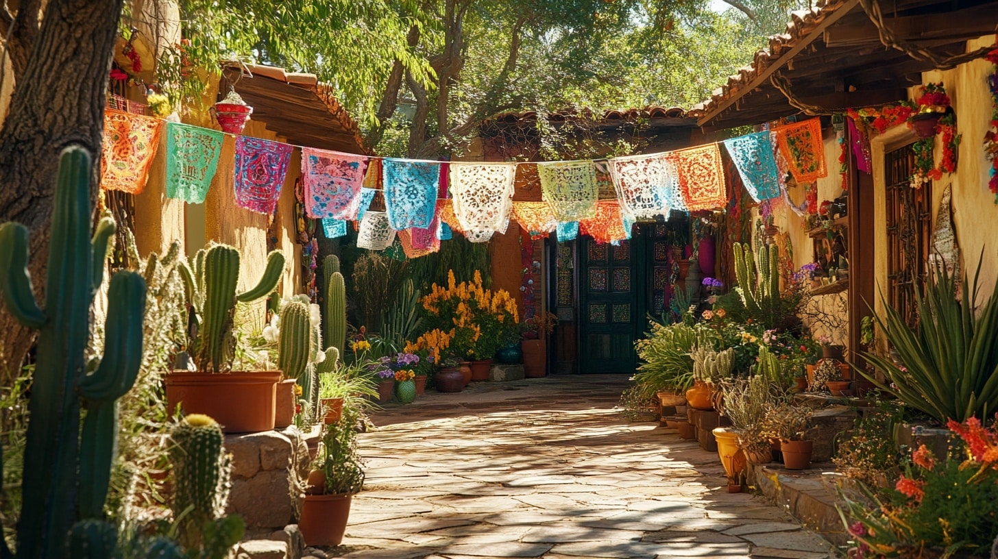 Decorated Entrance with Fiesta Flags