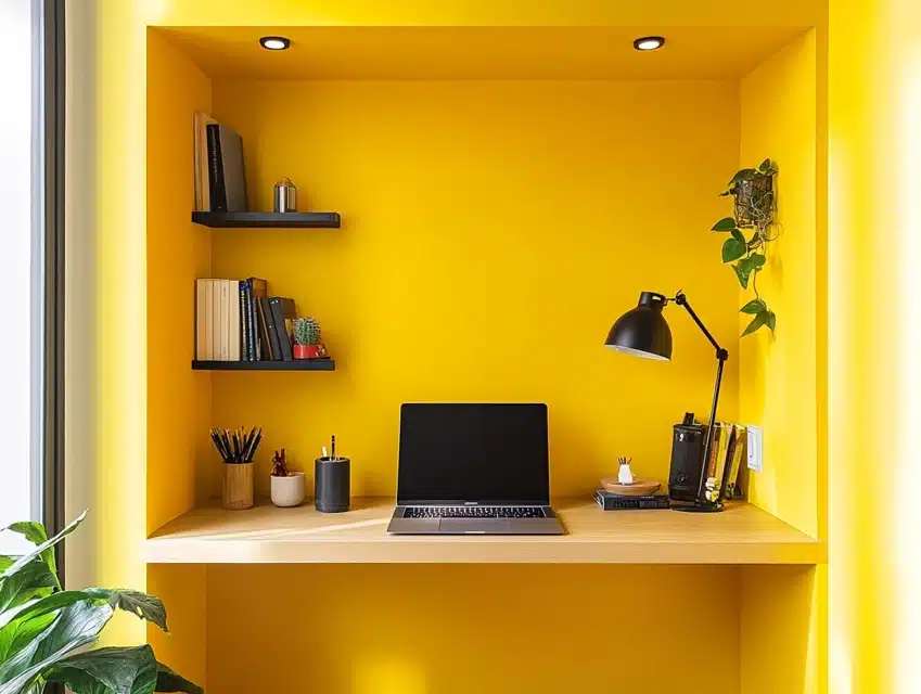 Desk with Bold Accent Wall