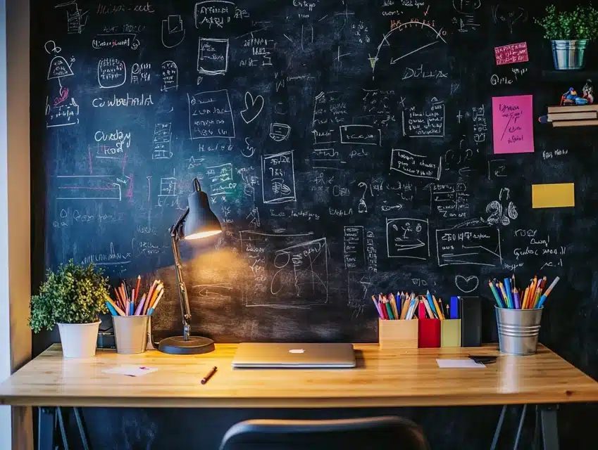 Desk with Chalkboard Backdrop