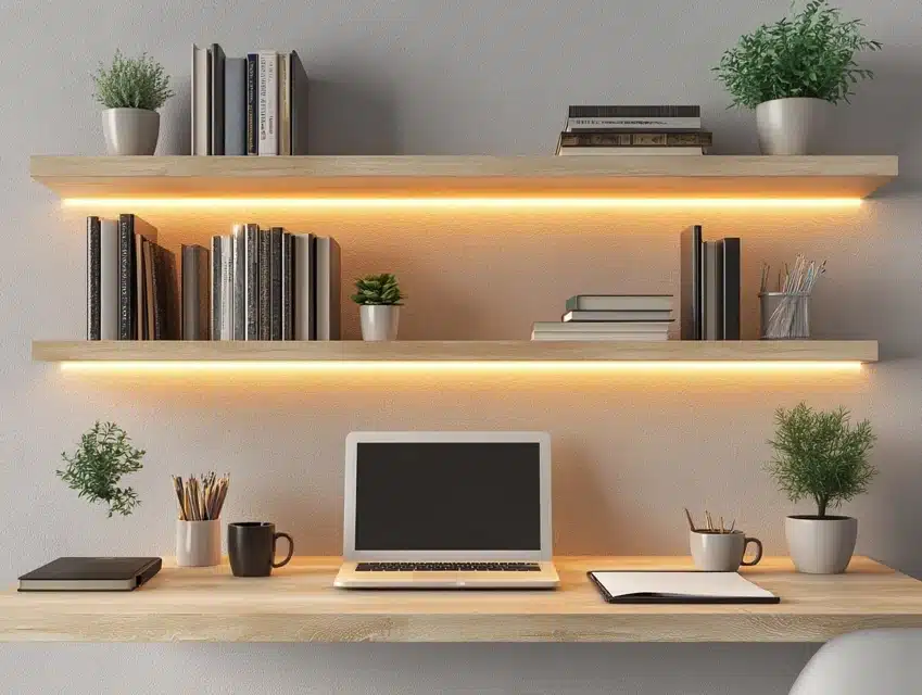 Desk with Floating Shelves