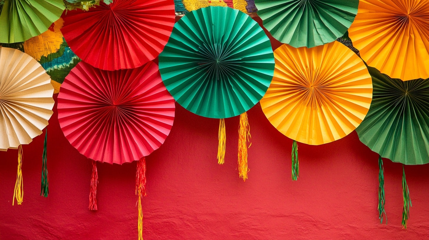 Fiesta-Themed Hanging Paper Fans