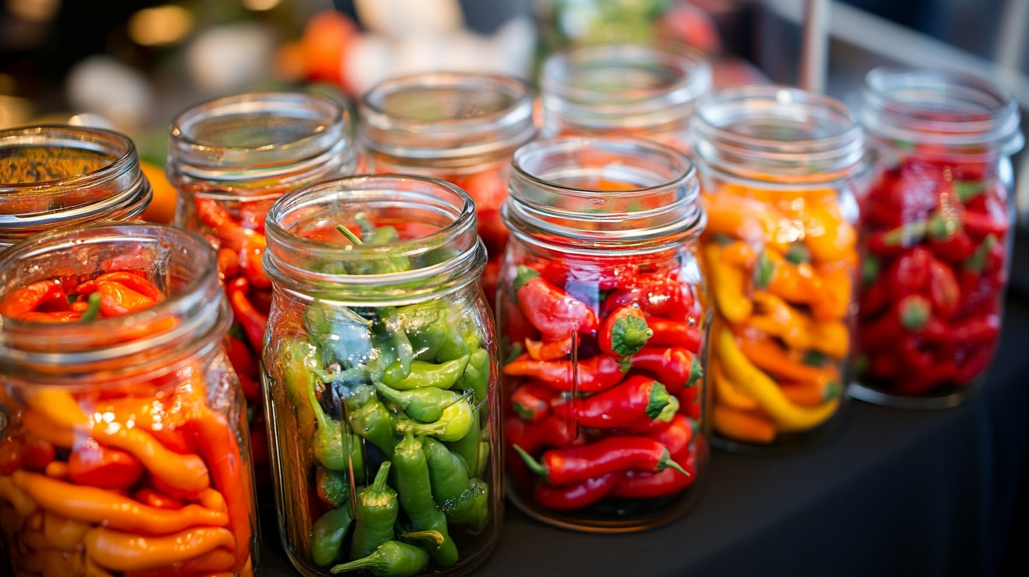 Label Jars with Red and Green Peppers