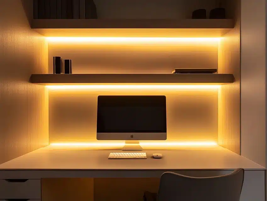 Modern Built-In Desk with LED Lighting