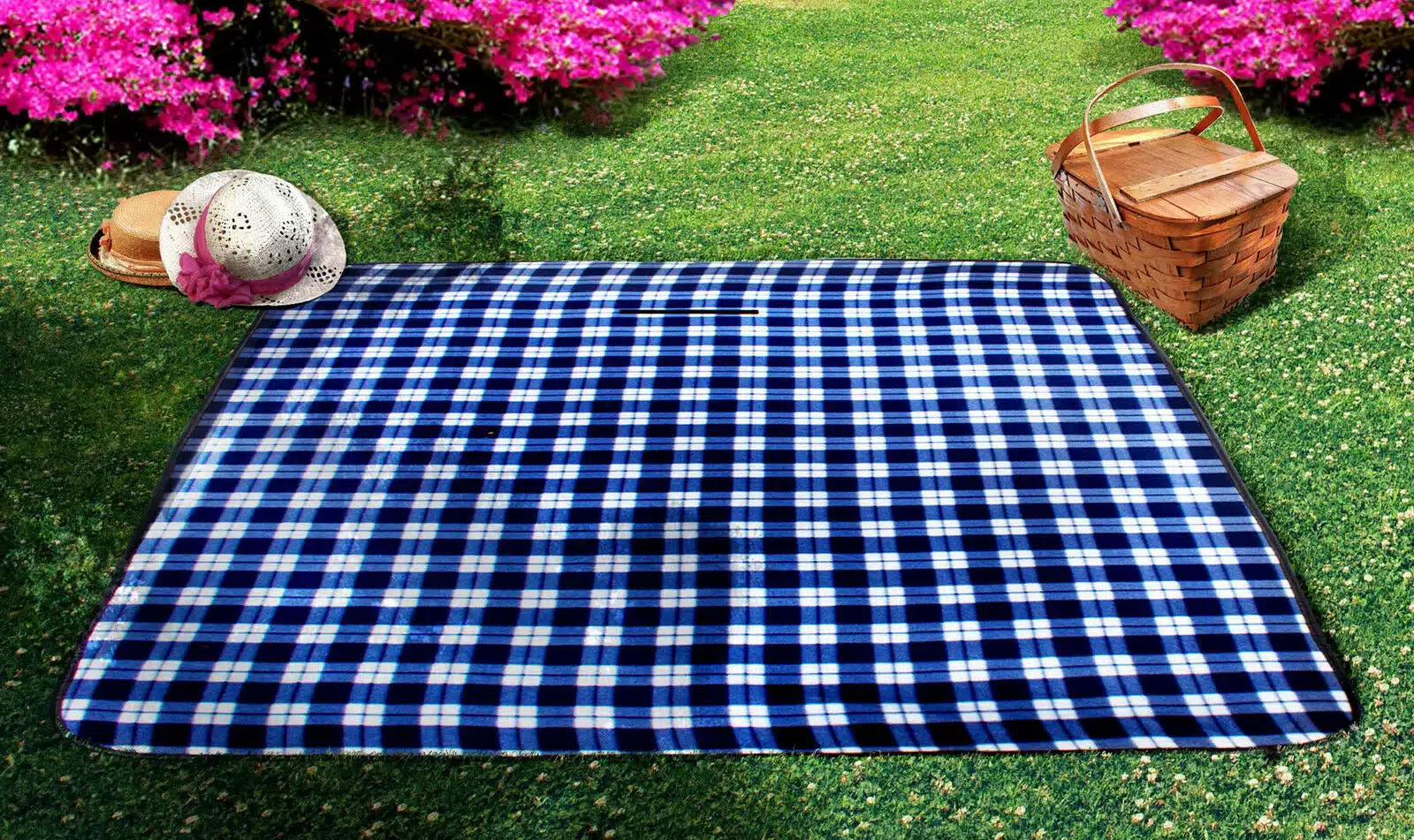 Picnic-Style Seating with Plaid Blankets