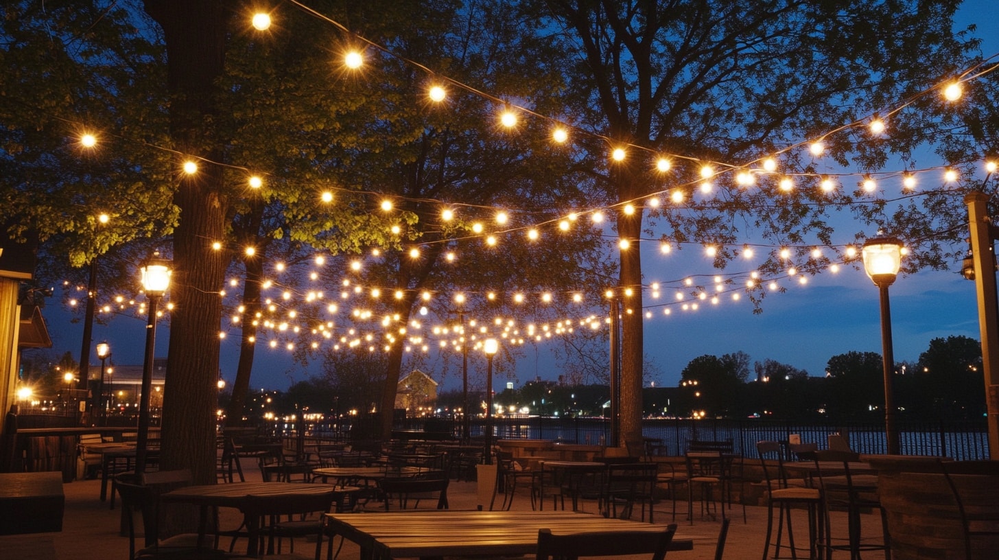 String Lights for Outdoor Eating Areas