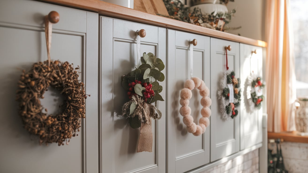 mini wreaths for cabinets